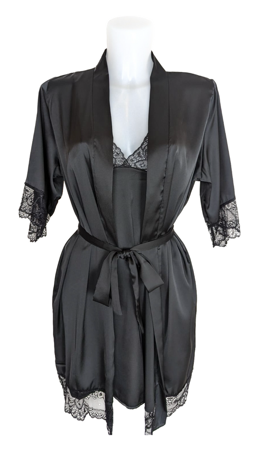 Falling For You - Black 3 piece silk luxury set