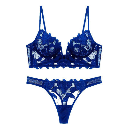 blue 2 piece bralette lingerie set