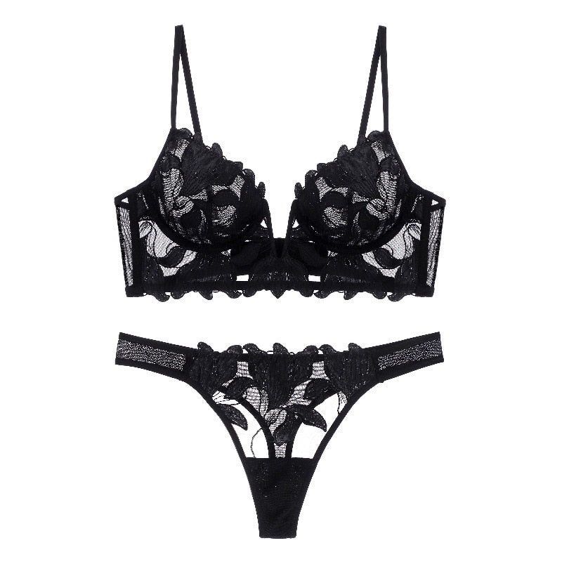 2 piece black bralette lingerie set