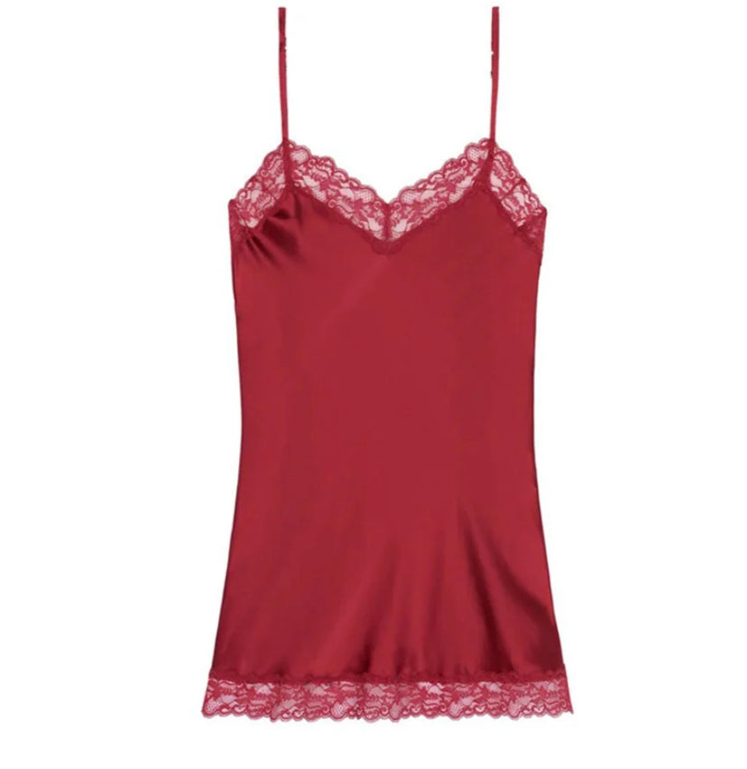 red silk lace nightdress luxury sexy lingerie