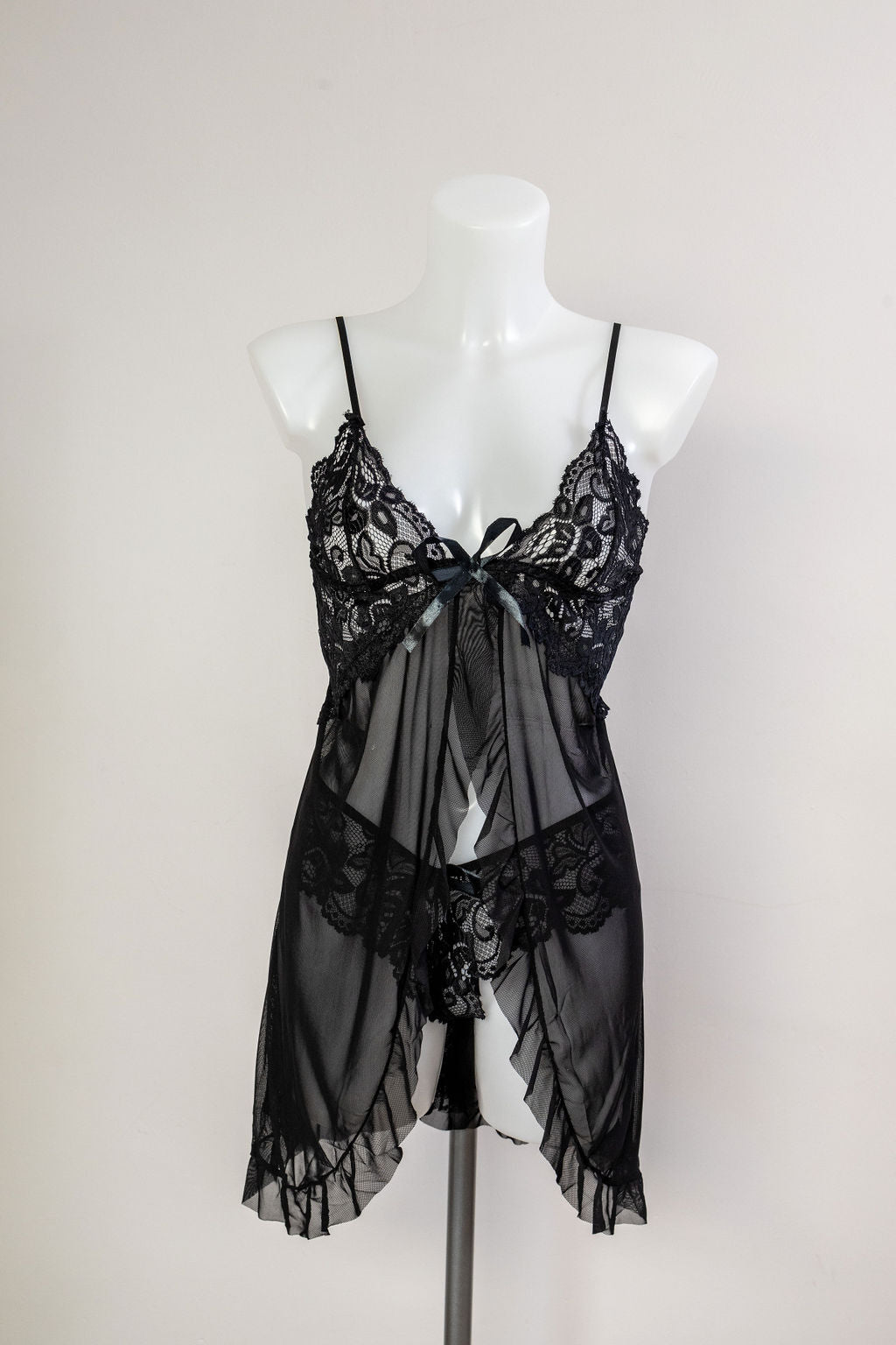 Mi Amor Lace Babydoll and Briefs - Black