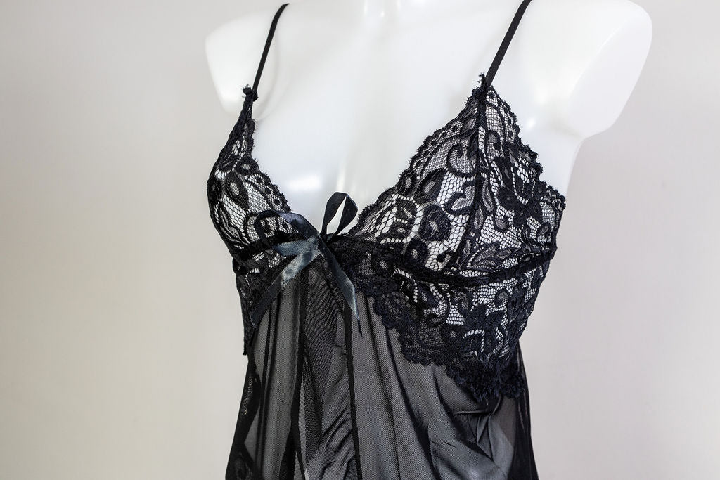 Mi Amor Lace Babydoll and Briefs - Black