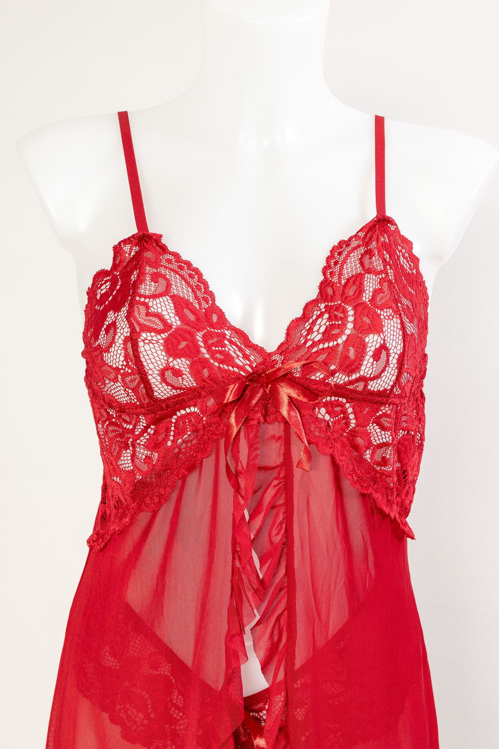 Mi Amor Lace Babydoll and Briefs - Red