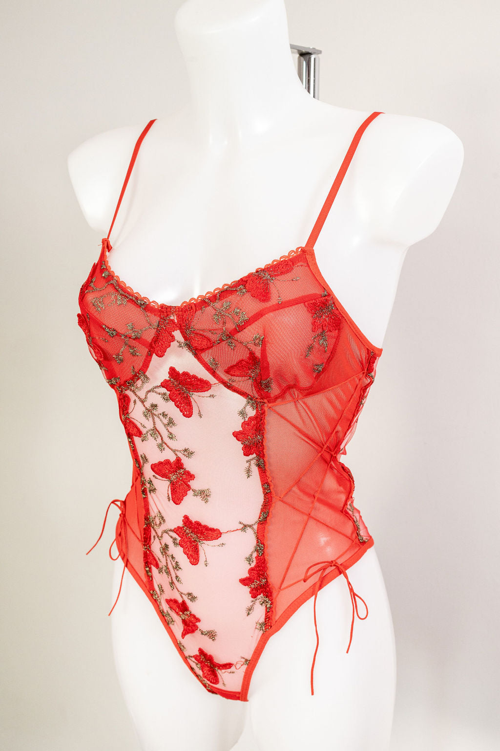 Butterflies in spring bodysuit - Red