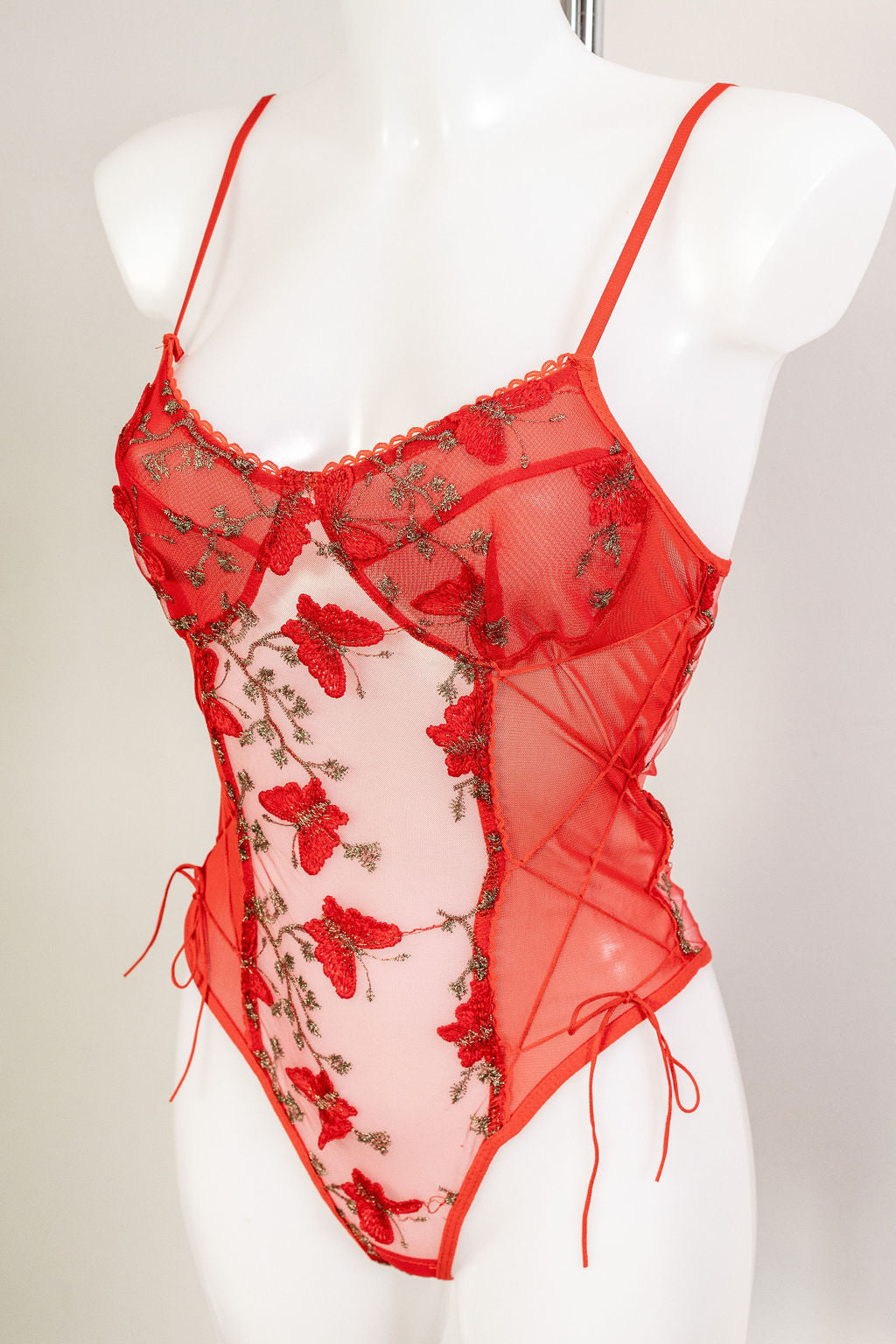 Butterflies in spring bodysuit - Red