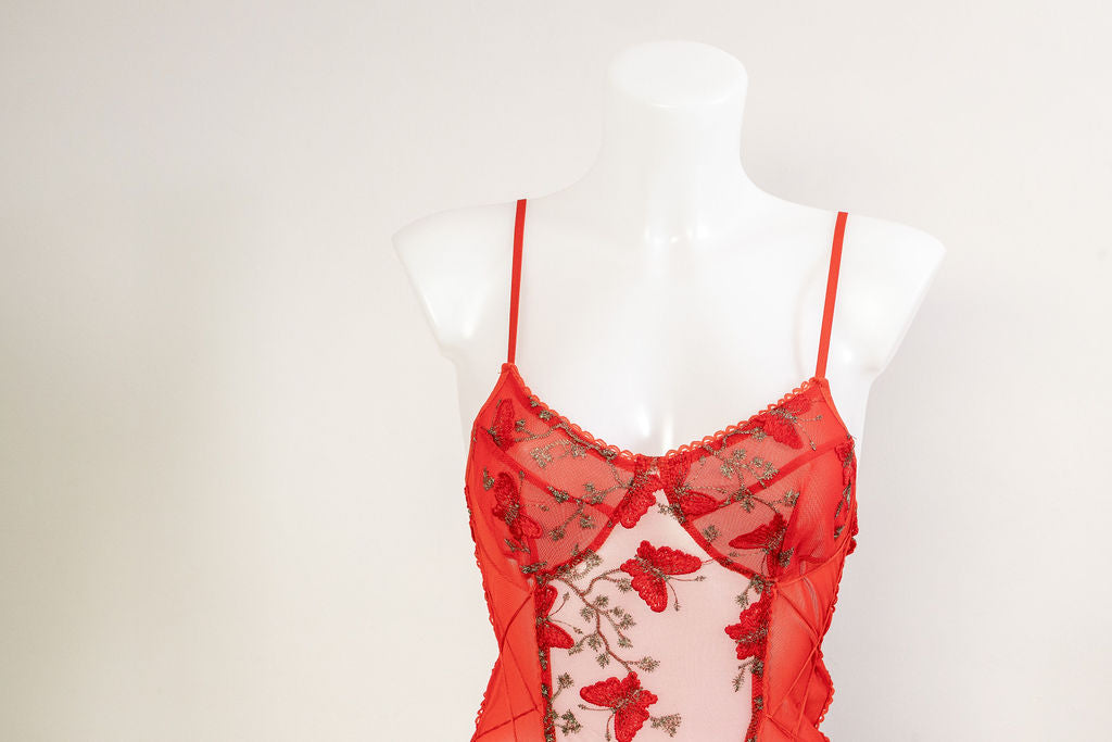 Butterflies in spring bodysuit - Red