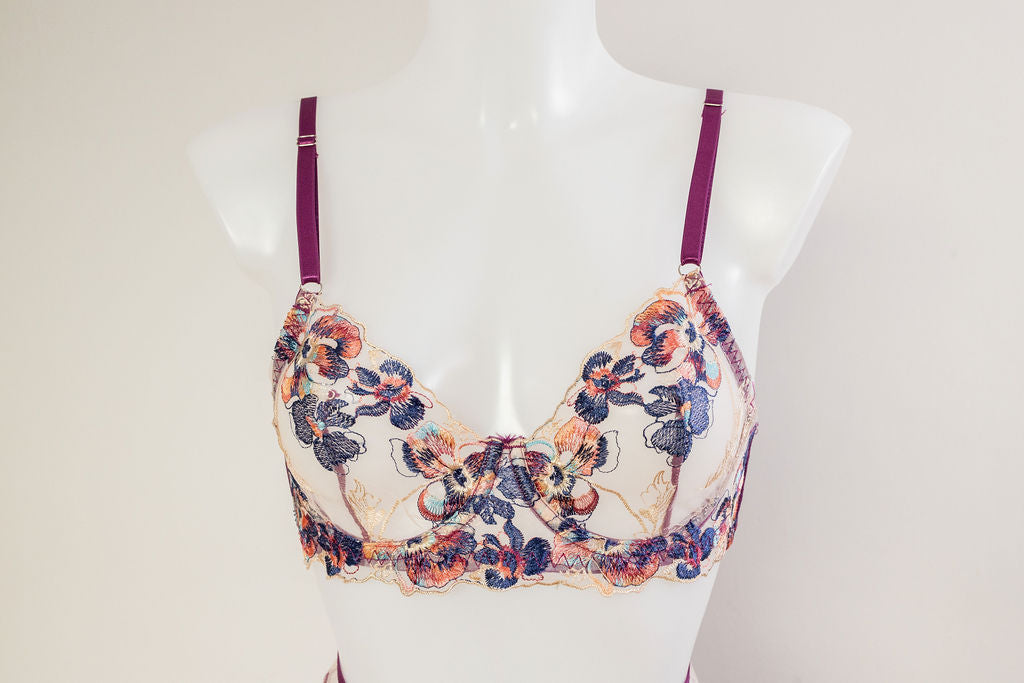 3 piece floral lingerie set